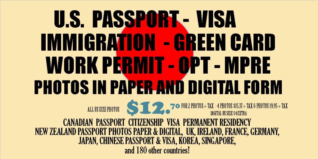 Details of our main services for passport and visa photos